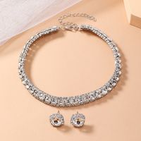 Elegant Round Alloy Plating Inlay Rhinestones Gold Plated Women's Earrings Necklace main image 2