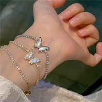 Simple Style Butterfly Copper Inlay Shell Zircon Bracelets main image 1