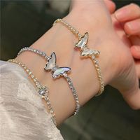 Simple Style Butterfly Copper Inlay Shell Zircon Bracelets main image 5