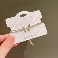 Simple Style Butterfly Copper Inlay Shell Zircon Bracelets main image 2