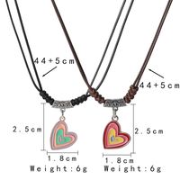 Simple Style Heart Shape Alloy Leather Rope Enamel Unisex Pendant Necklace main image 4