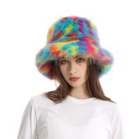 Women's Cute Colorful Plush Wide Eaves Bucket Hat sku image 6