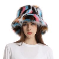 Women's Cute Colorful Plush Wide Eaves Bucket Hat sku image 3
