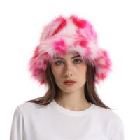 Women's Cute Colorful Plush Wide Eaves Bucket Hat sku image 7