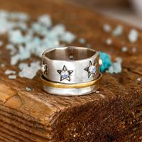 Vintage Style Star Alloy Plating Inlay Zircon Women's Rings sku image 4