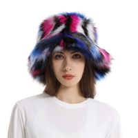 Women's Cute Colorful Plush Wide Eaves Bucket Hat sku image 1