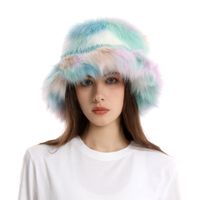 Women's Cute Colorful Plush Wide Eaves Bucket Hat sku image 5