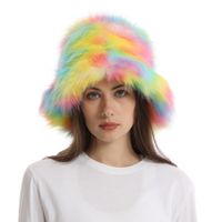 Women's Cute Colorful Plush Wide Eaves Bucket Hat sku image 2