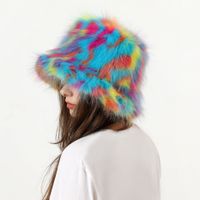 Women's Cute Colorful Plush Wide Eaves Bucket Hat main image 6
