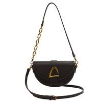 Women's Small All Seasons Pu Leather Solid Color Classic Style Oval Magnetic Buckle Saddle Bag main image 5