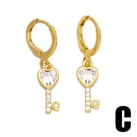 1 Pair Sweet Dolphin Heart Shape Plating Inlay Copper Zircon 18k Gold Plated Drop Earrings sku image 3