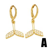 1 Pair Sweet Dolphin Heart Shape Plating Inlay Copper Zircon 18k Gold Plated Drop Earrings sku image 1