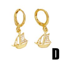 1 Pair Sweet Dolphin Heart Shape Plating Inlay Copper Zircon 18k Gold Plated Drop Earrings sku image 4