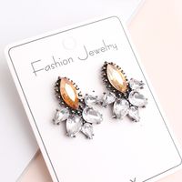 1 Pair Elegant Classical Vintage Style Leaves Plating Inlay Alloy Rhinestones Glass Gold Plated Drop Earrings sku image 1