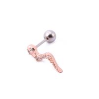 1 Piece Casual Snake Inlay Stainless Steel Copper Artificial Gemstones Ear Studs sku image 4