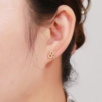 1 Piece Casual Snake Inlay Stainless Steel Copper Artificial Gemstones Ear Studs main image 4