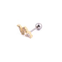 1 Piece Casual Snake Inlay Stainless Steel Copper Artificial Gemstones Ear Studs sku image 8