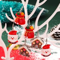1 Pair Cartoon Style Christmas House Christmas Tree Santa Claus Stoving Varnish Arylic Drop Earrings main image 2