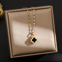 Titanium Steel Simple Style Plating Inlay Heart Shape Flower Zircon Pendant Necklace sku image 21