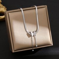 Titanium Steel Simple Style Plating Inlay Heart Shape Flower Zircon Pendant Necklace sku image 93
