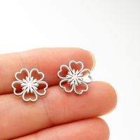 1 Pair Simple Style Flower Plating Stainless Steel Ear Studs sku image 1
