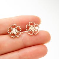 1 Pair Simple Style Flower Plating Stainless Steel Ear Studs sku image 8