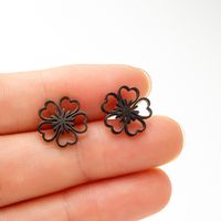 1 Pair Simple Style Flower Plating Stainless Steel Ear Studs sku image 9