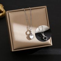 Titanium Steel Simple Style Plating Inlay Heart Shape Flower Zircon Pendant Necklace sku image 53