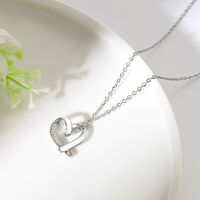Titanium Steel Simple Style Plating Inlay Heart Shape Flower Zircon Pendant Necklace sku image 26