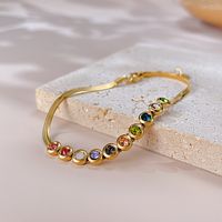 Vintage Style French Style Colorful Stainless Steel Zircon Bracelets In Bulk main image 4