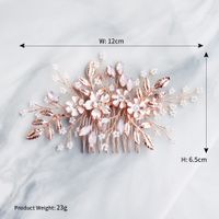 Fashion Simple Flower Hair Comb Handmade Pearl Rhinestone Insert Comb sku image 1