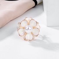 Sweet Simple Style Floral Stainless Steel Plating Inlay Pearl Women's Scarf Ring 1 Piece main image 6