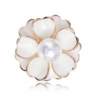 Sweet Simple Style Floral Stainless Steel Plating Inlay Pearl Women's Scarf Ring 1 Piece sku image 1