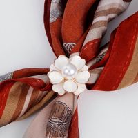 Sweet Simple Style Floral Stainless Steel Plating Inlay Pearl Women's Scarf Ring 1 Piece main image 2