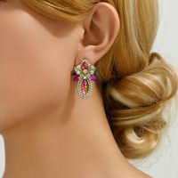 Wholesale Jewelry Elegant Classical Shiny Flower Alloy Artificial Crystal Inlay Ear Studs main image 5