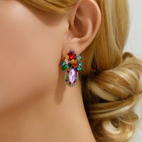 Wholesale Jewelry Elegant Classical Shiny Flower Alloy Artificial Crystal Inlay Ear Studs main image 1