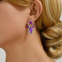 Wholesale Jewelry Elegant Classical Shiny Flower Alloy Artificial Crystal Inlay Ear Studs main image 4