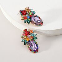 Wholesale Jewelry Elegant Classical Shiny Flower Alloy Artificial Crystal Inlay Ear Studs sku image 1