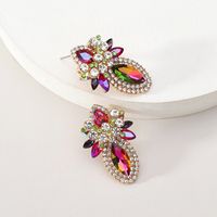 Wholesale Jewelry Elegant Classical Shiny Flower Alloy Artificial Crystal Inlay Ear Studs sku image 2
