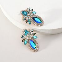 Wholesale Jewelry Elegant Classical Shiny Flower Alloy Artificial Crystal Inlay Ear Studs sku image 3