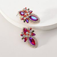 Wholesale Jewelry Elegant Classical Shiny Flower Alloy Artificial Crystal Inlay Ear Studs sku image 4