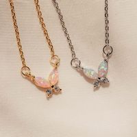 201 Stainless Steel 304 Stainless Steel Titanium Steel Gold Plated Simple Style Commute Plating Inlay Butterfly Artificial Gemstones Pendant Necklace main image 2