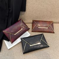 Women's Pu Leather Solid Color Vintage Style Square Flip Cover Clutch Bag main image 5