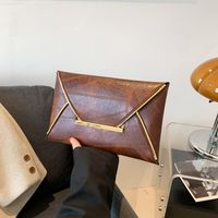 Women's Pu Leather Solid Color Vintage Style Square Flip Cover Clutch Bag main image 3