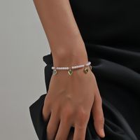 Clásico Estilo Simple Forma De Corazón Perla De Imitación Aleación Enchapado Embutido Cristal Artificial Chapado En Oro Mujeres Pulsera main image 3