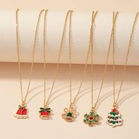 Cartoon Style Cute Christmas Hat Christmas Tree Alloy Enamel Plating 14k Gold Plated Christmas Women's Pendant Necklace main image 1