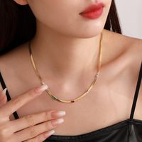 Fashion Square Stainless Steel Plating Inlay Zircon 18k Gold Plated Necklace main image 2