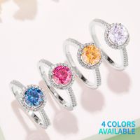 Elegant Classic Style Round Sterling Silver Plating Inlay Moissanite White Gold Plated Rings main image 8