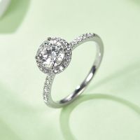 Simple Style Solid Color Sterling Silver Plating Diamond Moissanite White Gold Plated Rings main image 1