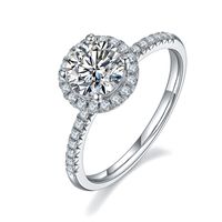 Simple Style Solid Color Sterling Silver Plating Diamond Moissanite White Gold Plated Rings main image 6